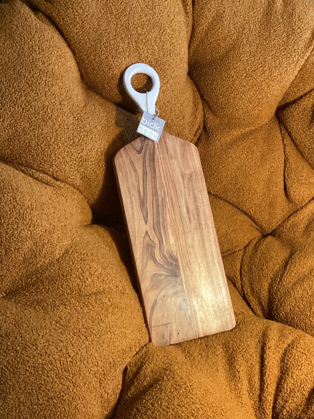 Bidk Home Wood Serving Board with White Handle - Brown